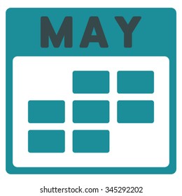 May vector icon. Style is bicolor flat symbol, soft blue colors, rounded angles, white background.