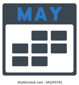 May vector icon. Style is bicolor flat symbol, smooth blue colors, rounded angles, white background.