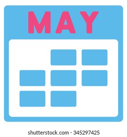 May vector icon. Style is bicolor flat symbol, pink and blue colors, rounded angles, white background.