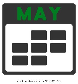May vector icon. Style is bicolor flat symbol, green and gray colors, rounded angles, white background.