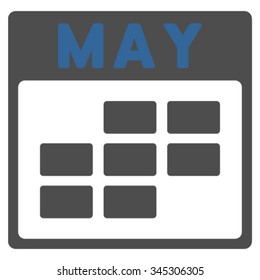 May vector icon. Style is bicolor flat symbol, cobalt and gray colors, rounded angles, white background.
