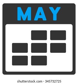 May vector icon. Style is bicolor flat symbol, blue and gray colors, rounded angles, white background.