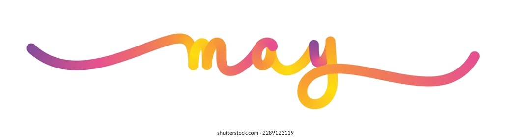 MAY vector monoline calligraphy banner with orange and pink gradient