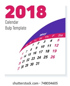 May version. Unique Globe Calendar of 2018 design. Purple and red color