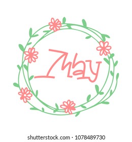  May - vintage style calligraphy with text, lettering sticker, hand lettering