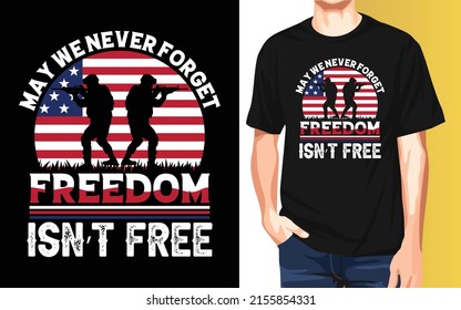 May we never forget freedom isn't free Memorial Day t-shirt design.