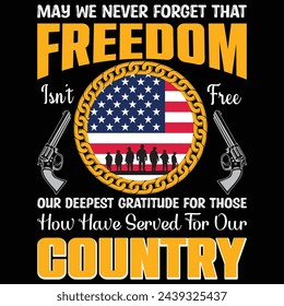 Que nunca olvidemos que la libertad no es libre - Diseño de camiseta para veteranos