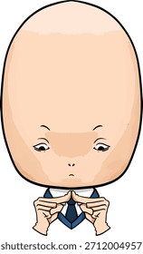 May you ask yourself, a big head man in suit looks confused and pensive vector illustration