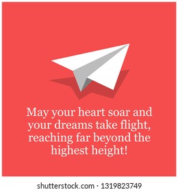 May your heart soar and your dreams take flight, reaching far beyond the highest height Inspirational Quote Poster Design