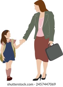 May,3,2024
A vector illustration of a working mother taking her daughter to school