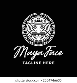 Maya Aztec Face Logo Native Vector Symbol Emblem Design