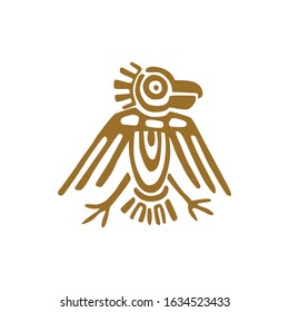 Maya Bird, Fantastic Animal Retro Icon Isolated Feathered Animal. Vector American Aztec Culture Totem, Tribal Ethnic Mascot, Mayan Calendar Symbol. Aztec Sign, Ancient Religion Tribal Totem Symbol