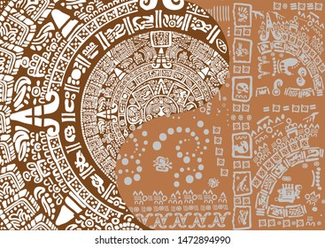 Maya calendar background design. Images of characters of ancient American Indians.The Aztecs, Mayans, Incas.
Mayan calendar.