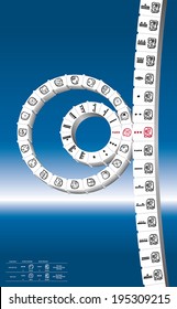 Maya Calendar consisting of 260-day count Tzolkin combined with 365-day solar year Haab to form a Calendar Round. Calendar showing the first day of the new calendar round - doomsday. Vector.