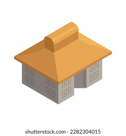 Maya civilization ancient hut isometric 3d icon vector illustration