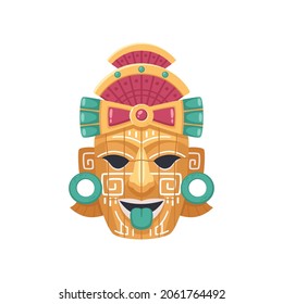 Maya civilization cartoon composition with isolated image of bow shaped mask vector illustration