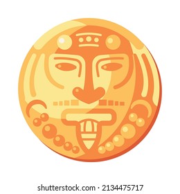 Maya Civilization Culture Composition With Isolated Image Of Solar Deity Vector Illustration