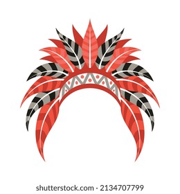 Maya civilization culture composition with isolated image of headdress with colorful feathers vector illustration