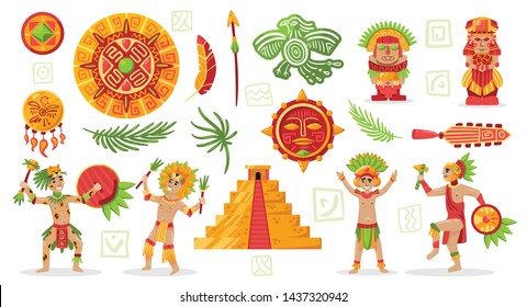 Maya Civilization Culture Set Doodle Style Stock Vector (Royalty Free ...