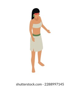 Maya civilization isometric icon with mayan woman 3d vector illustration