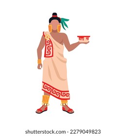 Maya civilization mayan person during sacrifice ritual flat vector illustration