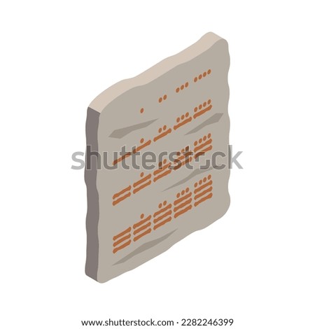 Maya civilization numeral system icon with symbols on ancient stone 3d vector illustration