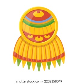 Maya element cartoon vector illustration. Icon of ritual object adorned with feathers. Ethnic culture, Mexico art, Inca idol, Chichen Itza artifact concept