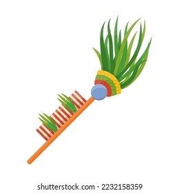 Maya element cartoon vector illustration. Icon of Ritual item with feathers. Ethnic culture, Mexico art, Inca idol, Chichen Itza artifact concept