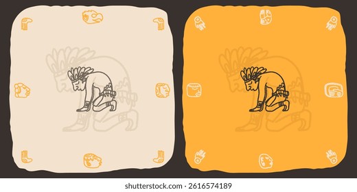 Maya Mayan Ancient illustration clipart rough vintage old style