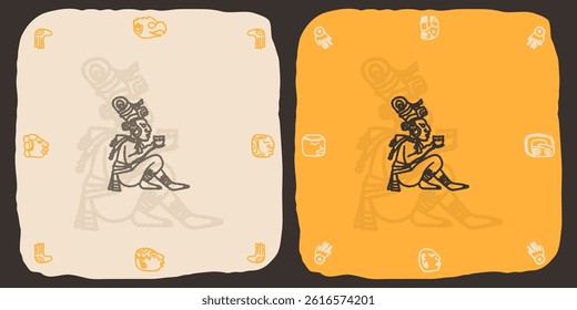 Maya Mayan Ancient illustration clipart rough vintage old style