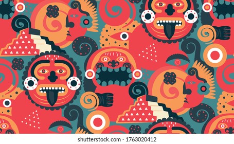 Patrón maya de diseño sin fisuras. Serie textil y de papel de decoración