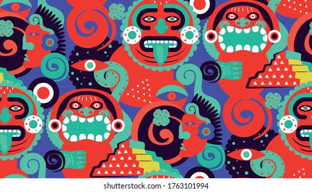 Patrón maya de diseño sin fisuras. Serie textil y de papel de decoración