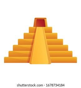 Maya Pyramid Icon. Cartoon Of Maya Pyramid Vector Icon For Web Design Isolated On White Background