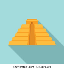 Maya Pyramid Icon. Flat Illustration Of Maya Pyramid Vector Icon For Web Design