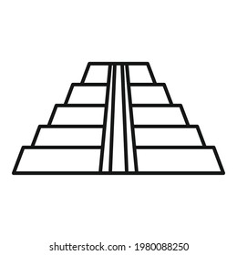 Maya pyramid icon. Outline Maya pyramid vector icon for web design isolated on white background