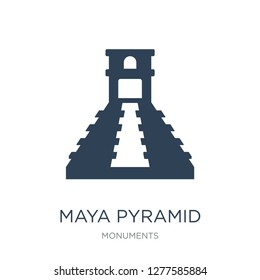 maya pyramid icon vector on white background, maya pyramid trendy filled icons from Monuments collection, maya pyramid vector illustration