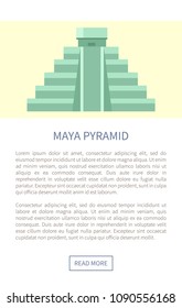 Maya pyramid web page text sample, headline and information about ancient civilization monumental, heritage of mayan culture, vector illustration