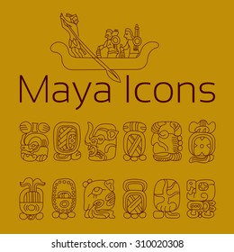 Maya Religion Icon, Maya God Symbols, Mexican Religion Icon, Mexican Cultural, Cacao Icon.