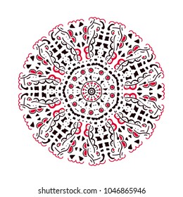 Maya round flower Mandala, isolated element. Decorative round weave design ornaments. Unusual flower shape. Oriental vector. Arabic, Indian, ottoman motifs. 