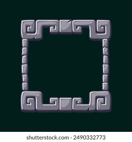 Maya Stone board, Aztec carton game frame. Maya tribal symbols. Ancient granite frame design element. APP frame for your icons