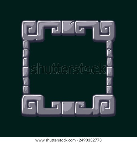Maya Stone board, Aztec carton game frame. Maya tribal symbols. Ancient granite frame design element. APP frame for your icons