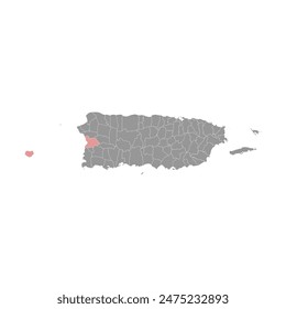 Mapa de Mayagüez, división administrativa de Puerto Rico. Ilustración vectorial.