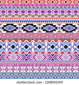 Mayan american indian pattern tribal ethnic motifs geometric vector background. Graphic native american tribal motifs clothing fabric ethnic traditional design. Aztec symbol fabric print.