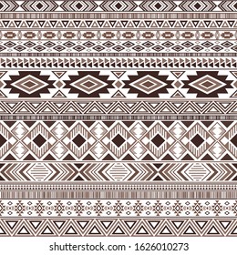 Mayan american indian pattern tribal ethnic motifs geometric vector background. Chic native american tribal motifs clothing fabric ethnic traditional design. Mayan clothes pattern design.