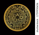 Mayan aztec calender on black background