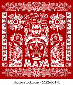 Mayan Aztec Motifs Concept vector illustration, Tattoo Tribal Style.