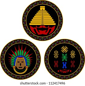 mayan and aztec symbols. vector illustration