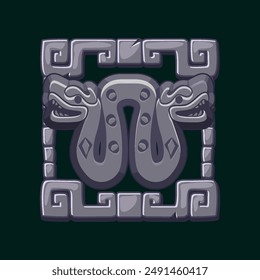 Mayan and Aztec totem of Snake with two heads, Maya and Inca tribal vector symbol. Snake for your 2D game or slot games.