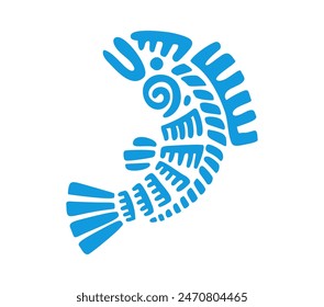 Tótem maya o azteca de peces, ícono de Vector tribal maya e inca. La cultura antigua mexicana y el arte maya nativo y azteca étnico, deidad sagrada del pez o símbolo del tótem para el adorno de tatuajes tribales