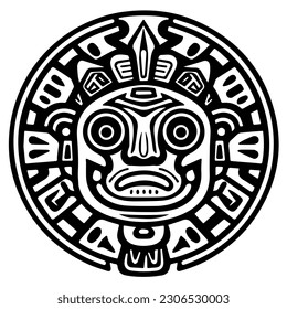 Mayan Aztec totem tattoo vector icon